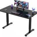 Veken 55 Inch Large Electric Standing Gaming Desk, Heights Adjustable,Sit to Stand Up, Work Home Office Computer Table for Study, Walking Pad, Writing, and Games, Wooden Desktop Desks, Black