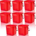 Irenare 8 Pcs Sanitizing Bucket 3 Quart Cleaning Pail Small Detergent Square, Spout and Handle Plastic Utility Sanitizer Buckets for Restaurant Kitchen Home Offices (Red)