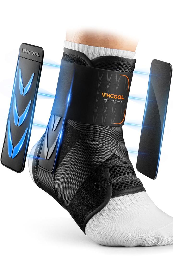 Slim-Fit Ankle Brace for Sprained Ankle, Quick Lace Up Ankle Support for Women Men with 2 Auto-Shaped Pads, Air Fabric Cool Ankle Stabilizer for Injury Recover, Running,Sports,XS(9.6-10) (Black)