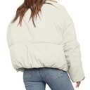 Polu Women's Puffer Jackets Oversized Long Sleeve Winter Zipper Coat Warm Quilted Jackets with Pockets(White,M) (M)