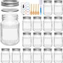 16oz Mason Jars with Lids,Canning Jars, Glass Jars,DIY Crafts for Food Storage,Overnight Oats, Pantry Organization, with Sponge Brush, Labels & Marker,16 Pack