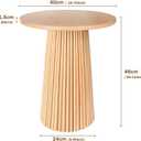 Fluted Round Side Table, Boho Accent End Tables Small Rattan Modern Bedside Table, Indoor Plant Stand, Rustic End Tables for Living Room Bedroom Office Balcony, Wood Color, 15.7*15.7*18.1 inches
