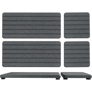 Set of 4 Water Absorbent Diatomite Coasters, Diatomaceous Earth Kitchen Soap Dish, Bathroom Trays, Water Absorbing Stone Used for Hand Soaps & Plants & Toiletries in The Modern Home (Set of 4 Dark Grey With Grooves)