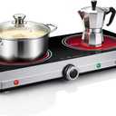 AMZCHEF Double Burner Electric Cooktop, 1800W Infrared Portable Stove