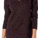 Amazon Essentials Women's Lightweight Long-Sleeve V-Neck Tunic Sweater (Large, Black Animal Print)