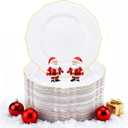 WDF 60pcs Gold Plastic Dinner Plates -10.25inch Baroque White and Gold Plates Fancy Heavy Duty Plastic Plates for Upscale Christmas & Wedding & Birthday