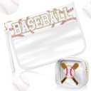 Hillban 2 Pcs Baseball Gifts Snack Bags Makeup Cosmetic Bag Clear Chenille Letter Zipper Pouch Toiletry Purse Baseball Accessories Stuff Sport Portable Travel Cases for Mom Women Girl Team