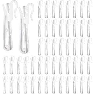 Jeffdad 50 PCS Plastic Curtain Hooks, Adjustable Pinch Pleat Hooks for Pleated Drapes Ratchet System Pinch Pleat Curtain Hooks for Window Curtain, Door Curtain, Shower Curtain