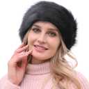 Womens Faux Fur Headband with Elastic Band Ear Warmer Earmuff for Cold Weather Furry Costume (Grey)
