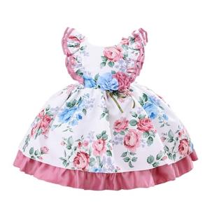 Cosplay Life Elegant Flower Dress for Girls Young Adults Fashion Bow Flower Waistline Kids Party Festival Ages 2-6 Years Old (White, 4YRS)