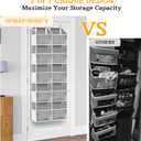 Over The Door Organizer, 5-Tier Extra Large Behind Door Storage with 10 Big Front & 10 Mesh Pockets, 80lb Capacity, Hanging Storage Organizer with Clear Window Kids Toys, Shoes, Diapers, Light Grey