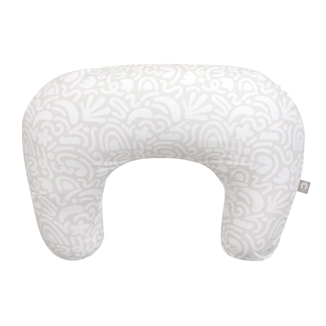 Boppy Nursing Pillow, Cream Retro Squiggles, Larger, More Supportive Pillow for Breastfeeding and Bottle Feeding; Firmer Fill, Higher Lift, Larger Area Than Original Nursing Pillow; JPMA Certified