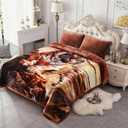 JML Korean Style Mink Blanket King Size 87" x95", 10 Pounds Plush Fleece Blanket, 2 Ply A&B Printed, Silky Soft and Warm Raschel Bed Blanket for Winter,Tiger & Horse