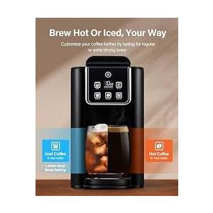 SHARDOR Single Serve Coffee Maker Upgrade, Hot & Iced Coffee Machine for K Cup and Grounds, 6 to 14 oz Brew Sizes, 50 oz Removable Water Tank, Bold Brew Setting, Pod Maker with Reusable Filter, Black