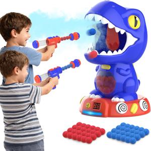 EagleStone Movable Dinosaur Shooting Toys for Kids, Auto Scoring and Spaying, Shooting Target Game with 2 Pump Guns, 48 Foam Balls, Sound Effects, Fun Gift for Boys & Girls Parties, Christmas