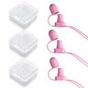 2 x [3 Packs with Case] Food Pouch Topper No Spill No Squeeze Baby Food Pouch Topper Anti Spill Softsip Food Pouch Tops for Baby Toddler Food Pouch Toppers No Spill (Pink with Case)