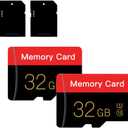 2 Pack Micro Memory Card 32 GB with Adapter, C10/UHS-I/A1, TransFlash Card, TF Card for Camera, Smartphone, Tablet, Drone (Red 32GB *2)