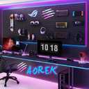 RGB Gaming Wall Organizer Peg Board with RGB LED Strip Lights, 2PCS Metal Gamer Wall Decor Peg Board with Hooks, DIY Gaming Setup Organizer PegBoard Gaming Wall Accessories 12 * 24