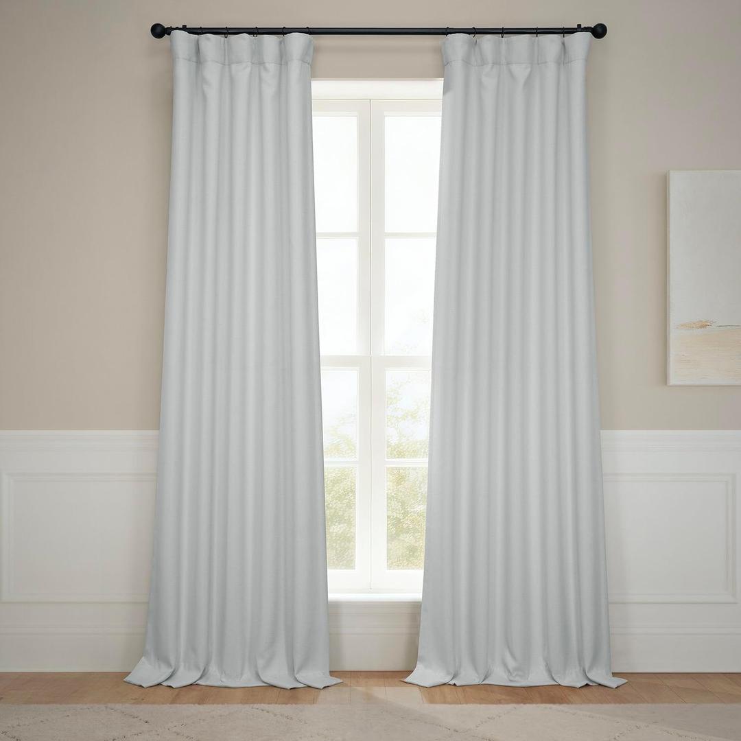 HPD Half Price Drapes - Faux Linen Curtains for Living Room (1 Panel) - 50W X 108L - Textured Room Darkening Curtains for Bedroom 108 Inches Long - Drapes for Home Decor, Oyster Mist