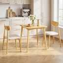 Bamboo Dining Table, Small Kitchen Table for 2, 27.6" Square Dining Tables for Small Space, Easy Assembly, Dinner Table for Dining Room, Living Room, Kitchen, Office(Natural), 27.6"L x 27.6"W x 29.5"H