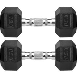 Hex Dumbbells Rubber Coated Cast Iron Hex Black Dumbbell Free Weights for Exercises
