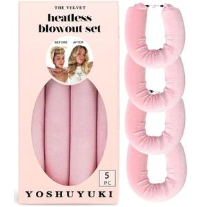 Grande Heatless Curls Overnight Rods No Heat Hair Curlers to Sleep Jumbo Foam Large Hair Rollers for Long Short Hair Heatless Curling Rod Set with Satin Wrap for Sleeping Pink