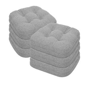baibu Set of 6 Dining Chair Cushions, Dual-Layer Patent Design Memory Foam Kitchen Chair Cushions, Non-Slip Seat Pads with Ties, 16.5 x 16.5 x 3.5in, 6 Pack, Light Grey