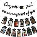 Tinbax Graduation Decorations Class of 2026 Party Supplies - Congrats Grad, We are So Proud of You Banner and K-12th Grade Graduation Photo Banner (Pre-Strung)