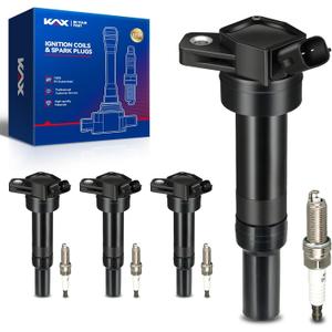KAX 4-Pack Ignition Coils and Double Iridium Spark Plug Set for Kia Soul 2012-2019 2.0L, Hyundai Elantra 2013-2014, Tucson 2014-2020 2.0L, Elantra 2012 2015 1.8L, Forte, Elantra GT, UF651
