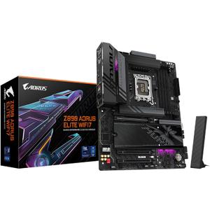 GIGABYTE Z890 AORUS Elite WIFI7 Intel Core Ultra (Series 2) LGA 1851 Motherboard, ATX, DDR5, 4X M.2, PCIe 5.0, Thunderbolt 4, 2.5GbE LAN, EZ-Latch
