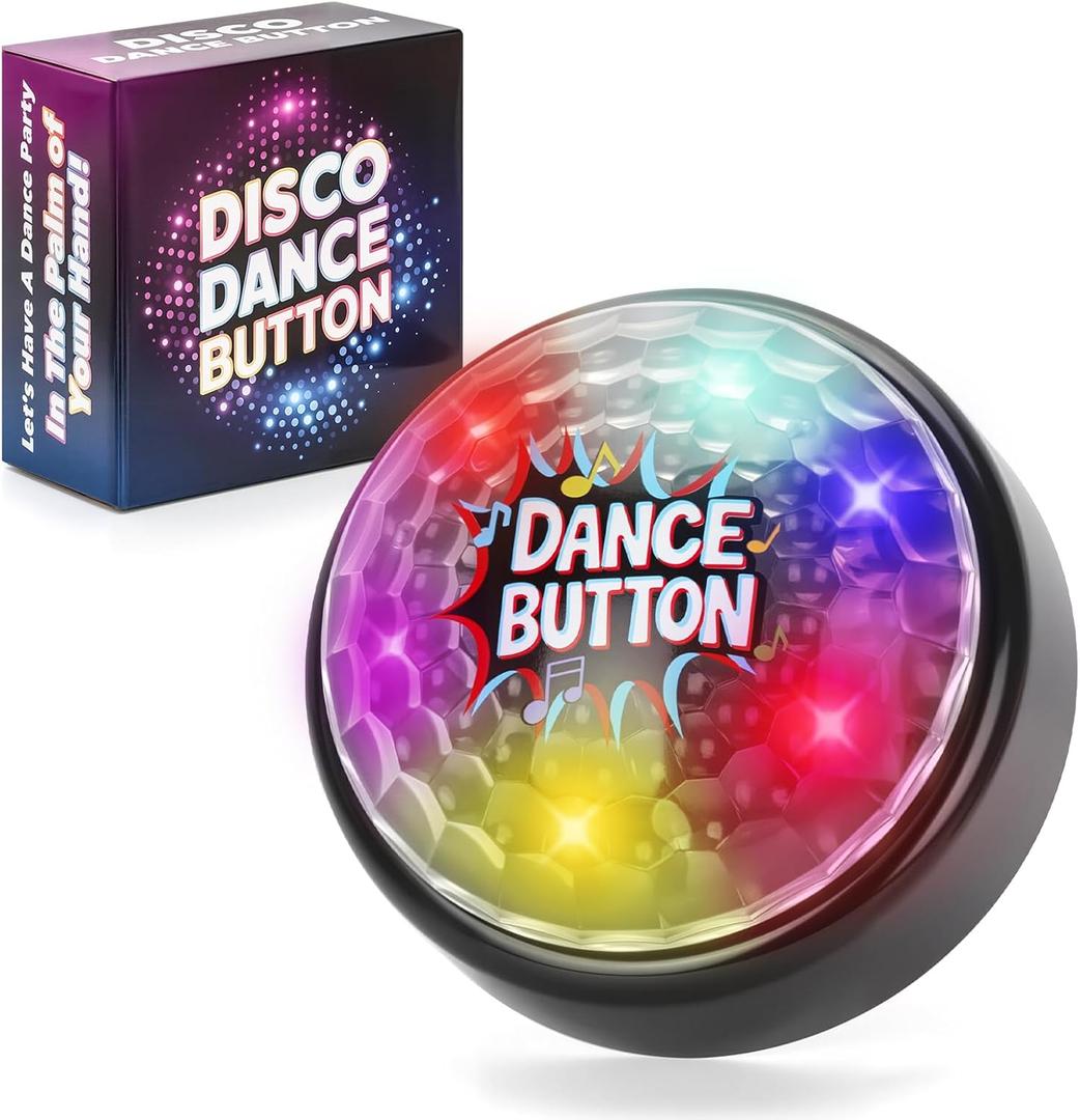 Disco Dance Button with 5 Songs Funny Buttons for Party Supply Desk Toys for Office Coworkers Adults Gag Gifts