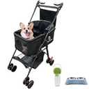XL Extra-Large Pet Stroller, Running&Travel Pet Cart with Weather Cover, Cat&Dog Stroller for Large/Medium/Small Pets, Outdoor Pet Supplies 16.1"(D) 28"(W) 38.6"(H)