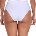 Ocean Blues Women's Twist Bikini Bottom Ruched Bathing Suit Bottom Mid Rise Swim Bottom (White)
