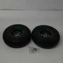 2 Pcs 10" Flat Free Tires Solid Pneumatic Tires Wheels, 4.10/3.50-4 Air Less Tires with 5/8 Center Bearings, for Wheelbarrow/Trolley Dolly/Garden Wagon Carts/Hand Truck/Wheel Barrel/Lawn Mower, 2 Pack