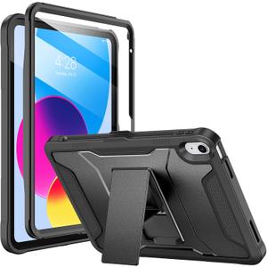 Soke Case for iPad (A16) 11th Generation 11-inch 2025, iPad 10th Generation 10.9-inch 2022, with Built-in Screen Protector and Kickstand, Rugged Full Body Protective Cover - Black