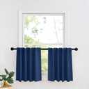 RYB HOME Kitchen Window Curtains - Blackout Privacy Half Window Curtains for Bedroom Bathroom Dining Living Room Cafe Office Short Tiers Drapes, W 34 x L 36 inches, 2 Panels, Navy Blue