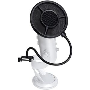 SUNMON Mic Pop Filter for HyperX QuadCast、Blue Yeti and Other Gaming Microphone, Dual Layered Wind Pop Screen with Flexible 360° Gooseneck Clip Stabilizing Arm for Recording, Singing