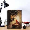 EAGLOG Jesus Christ with Red Cardinal Canvas Wall Art, Crown of Thorns Christian Religious Decor, Bird on Hand Spiritual Artwork for Living Room Bedroom Church Prayer Room Home Decorate