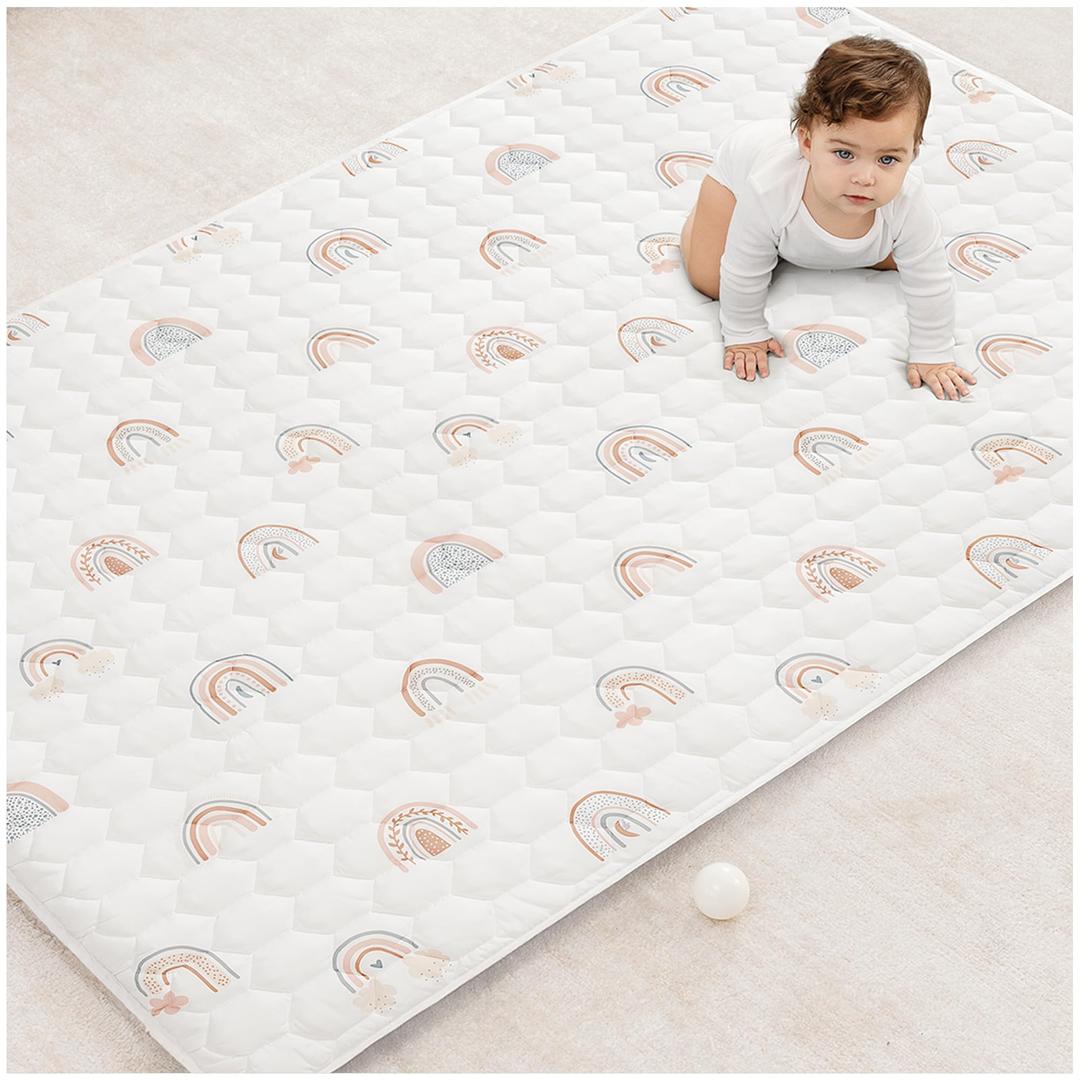 Comfy Cubs Rectangle Kids Play Mat Med 48x72in Baby Floor Mat - Rainbow