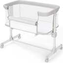 Ezebaby Baby Bassinets Bedside Sleeper - All Mesh Bedside Bassinet with Wheels, 7 Height Adjustable Baby Crib for Infants (Light Grey)