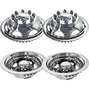 17" Stainless Steel Wheel Simulators, 8 Lug Snap-On RV Hubcaps,17 Wheel Cover Compatible with 2003-2025 Dodge RAM 3500 Dually, 2005-2025 Ford F350 Dually, 2008-2025 Chevy 3500 Dually