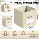 Teenyyou 10 Pack Fabric Storage Cubes 11 Inch Collapsible Cube Bins with Label Window & Handle Foldable Organizers Baskets for Shelf Closet Nursery Kids Room Clothes Book Toy(Beige)