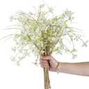 16" 24pcs Rustic Spring Summer Fall Blooming Cherry Wild Flowers Decorations for Crafts or vase, Farmhouse Home Wedding Centerpieces Bouquets Decors - Cream Green