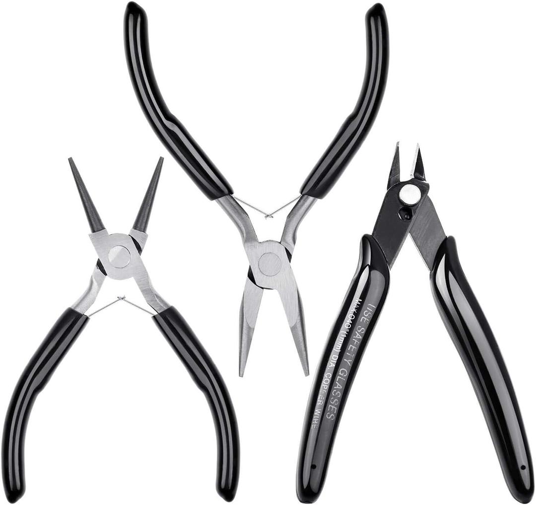 Jewelry Pliers, Cridoz Beading Pliers Set with Needle Nose Pliers, Round Nose Plier and Wire Cutter for Jewelry Making Beading Repair Supplies and Crafting (set of 2)