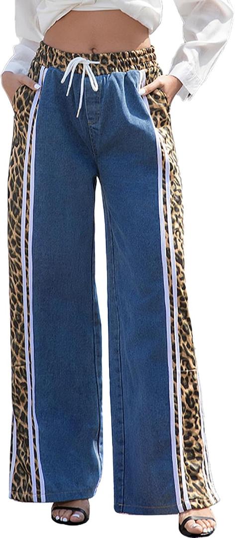 Womens High Waisted Jeans Cheetah Print Pants Wide Leg Jeans Leopard Pants Straight Leg Women Baggy Jeans Y2k (S) Womens High Waisted Jeans Cheetah Print Pants Wide Leg Jeans Leopard Pants Straight Leg Women Baggy Jeans Y2k (S)