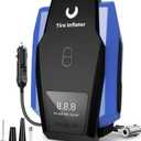 Tire Inflator Portable Air Compressor - Air Pump for Car Tires - 12V DC Tire Pump with Auto Shutoff Function & LED Light for Cars, Bicycles, Motorcycles, Blue, Large