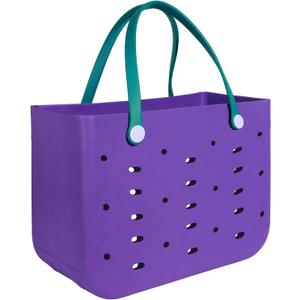 PoVwlty Rubber Beach Bag for Men & Women, Water-resistant Travel Tote Bag for the Beach Boat Pool