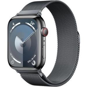 Original Stainless Steel Milanese Loop Compatible with Apple Watch Band 38mm 40mm 41mm 42mm 44mm 45mm 49mm, Magnetic Clasp Replacement Band for iwatch Series 9, Ultra 2, SE, Ultra, 8 7 6 5 4 3 2 1, (Space Grey)