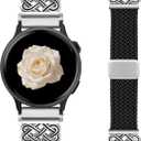 Minyee 20mm Magnetic Braided Nylon Band Compatible with Garmin Vivoactive 6/Vivoactive 5/3/3 Music Elastic Bracelet, Dressy Celtic Knot Fancy Stretchy Strap for Venu Sq 2/Forerunner 55/165/245/645