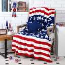 Patriotic Throw Blanket and Pillow Set Include 50 x 60 Star Stripe Fuzzy Throw Blanket and Star Pillow for Sofa Couch Bedroom Holiday Decor 250th Anniversary